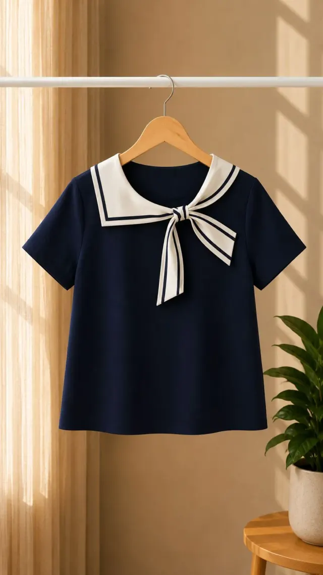 Navy Sailor Bow Top (0021)