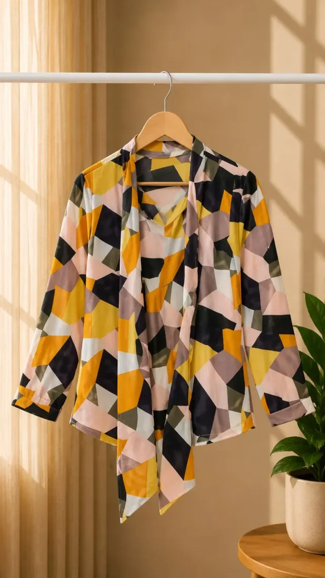 Geometric Tie-Neck Top (0080)
