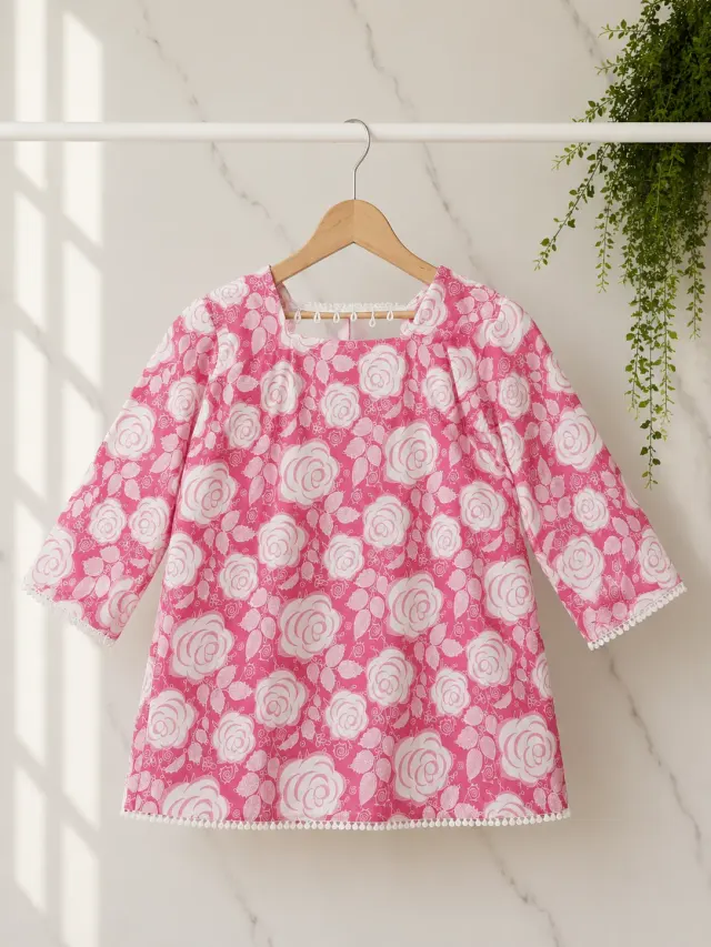 Pink Rose Short Kurti (0027)