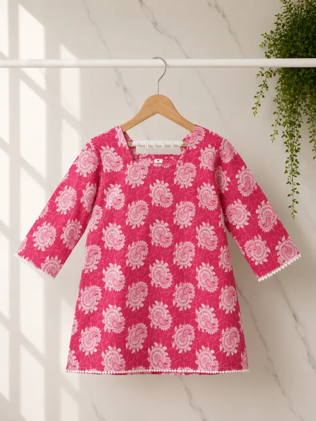 Pink Paisley Short Kurti (0038)
